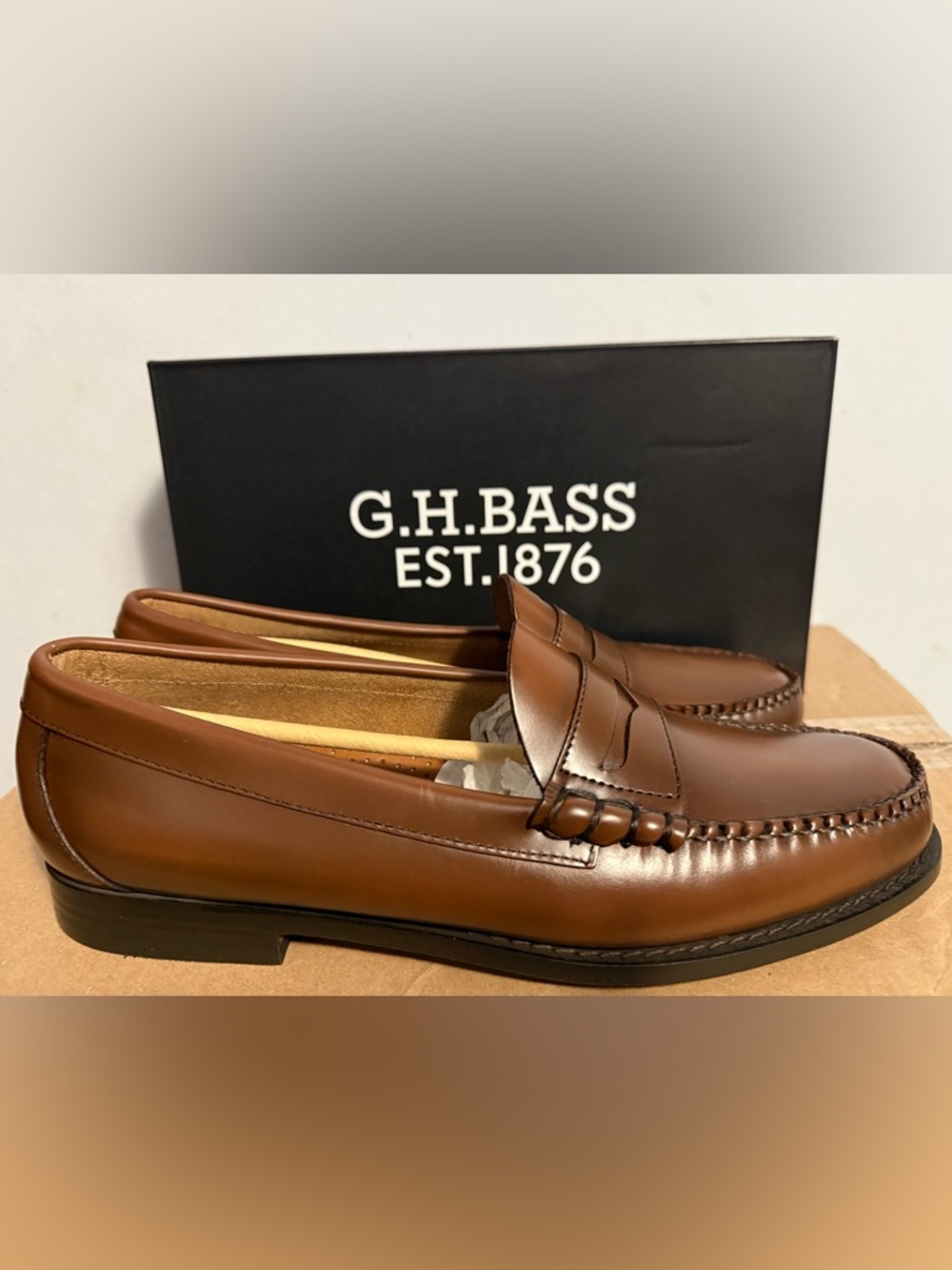 G.H. BASS LARSON BROWN PENNY LOAFER **Sz 12** BRAND NEW IN BOX!